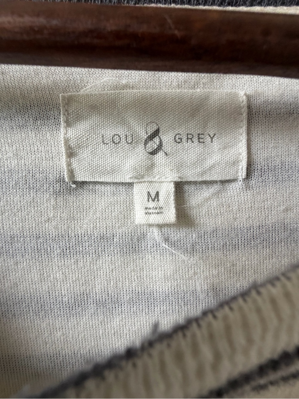 Lou & Grey | Striped Button Side Pullover | Gray Cream | M - Picture 3 of 9
